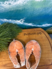 Стейки семги крупные (распил с рыбы 6-7 кг) Мурманск 1 кг  (в 1 кг 2-4 шт) ЦЕНА за 0,5 кг